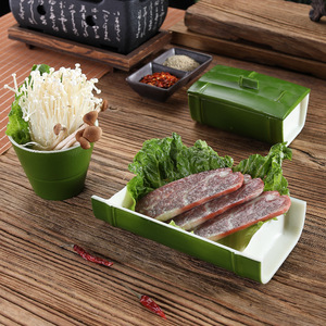 Vaisselle de cuisine japonaise en imitation bambou, bols et assiettes créatifs pour restaurant, hot pot, hôtel, sukiyaki, pour servir les légumes - Product Image 2