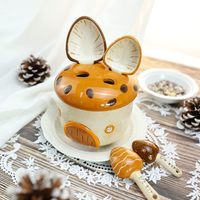 Ensemble de cuillères à mesurer en céramique en forme de maison champignon, cadeau créatif et mignon, accessoire de pâtisserie pour la préparation du thé, du café et des gâteaux