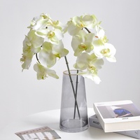 Anggrek Phalaenopsis Buatan Sutra Lembut Melembapkan dan Menghidrasi, Dekorasi Ruang Tamu Rumah, 8 Kepala, Hiasan Tengah Meja