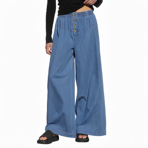 Jeans amples taille haute personnalisables pour femme, style décontracté, vintage, respirant, en denim, pour l'été - Product Image 1