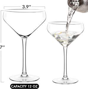 Juego de 4 <span class=keywords><strong>Vasos</strong></span> de Cóctel de <span class=keywords><strong>Cristal</strong></span> Premium Soplado a Mano, Sin Plomo, para Bar, Cosmopolitan, Manhattan, Gimlet, Pisco Sour, 12 oz - Product Image 5