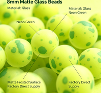 Perles de verre rondes mates givrées à pois vert citron, perles intercalaires lâches pour la fabrication de bijoux DIY (bracelets, colliers)