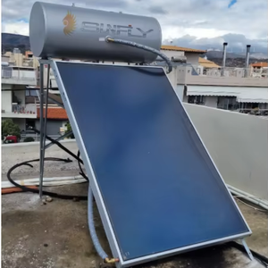 Acero galvanizado de panel plano de vidrio templado de alta calidad <span class=keywords><strong>con</strong></span> sistema de calentador de agua solar <span class=keywords><strong>con</strong></span> soporte de pulverización de plástico - Product Image 1