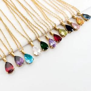 Collier en zircon <span class=keywords><strong>de</strong></span> <span class=keywords><strong>naissance</strong></span> <span class=keywords><strong>de</strong></span> décembre Pendentif en forme <span class=keywords><strong>de</strong></span> larme <span class=keywords><strong>de</strong></span> pierre <span class=keywords><strong>de</strong></span> <span class=keywords><strong>naissance</strong></span> Chaîne <span class=keywords><strong>de</strong></span> clavicule pour femme en acier au titane avec placage en or 18 carats - Product Image 1