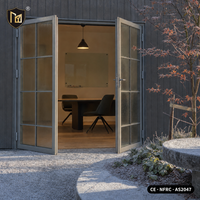 Porte française en aluminium JUNYAO Design, personnalisable, à contrôle solaire, équilibrée en termes de luminosité, confort toute l'année, conforme NFRC, pour projets commerciaux