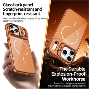 Funda Protectora Magnética de Cristal AG Premium con Soporte <span class=keywords><strong>para</strong></span> Cámara, Venta al por Mayor <span class=keywords><strong>para</strong></span> <span class=keywords><strong>iPhone</strong></span> 17 Pro Max 16 15 14 13 12 <span class=keywords><strong>11</strong></span> Pro Max - Product Image 3