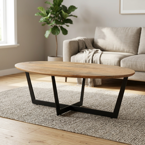 Mesa de Centro Moderna Hecha a Mano de Madera de Mango con Estructura de Hierro para Sala de Estar - Product Image 4