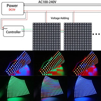 Module d'écran matriciel WS2812 ICRGB, panneau lumineux LED adressable individuellement 8*8/16*16/8*32cm avec contrôleur de musique USB 28 touches