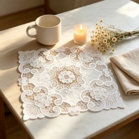 Applique en dentelle de polyester soluble dans l'eau, carrée blanche, broderie florale ajourée vintage, à coudre, 30cm 40cm, pour napperon/table/robe