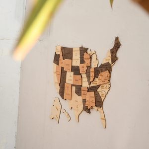 3D Sơn Hình Lục Giác Bằng Gỗ USA Bản Đồ Tường Nghệ Thuật Với Đẩy Pins Và Tùy Chỉnh Màu Sắc - Product Image 2