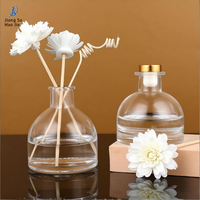 Diffuseur d'arômes en demi-cercle, diffuseur à mèche sans flamme, flacon transparent pour huiles essentielles, flacon en verre vide