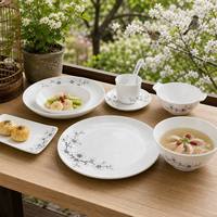 Service de vaisselle en mélamine pour restaurant chinois, motif vintage oiseaux et fleurs, assiettes et bols durables, vaisselle de qualité alimentaire CE