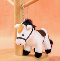Porte-clés en peluche cheval à faible MOQ, accessoires pour animaux en peluche, fournitures pour fêtes à thème ferme, poupée en peluche de Noël