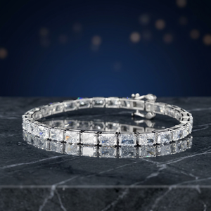 Bracelet tennis élégant en diamant de laboratoire taille princesse – Éclat brillant, fermoir sécurisé, bijoux en diamant pour femme - Product Image 3