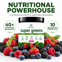 Qbioflex Promotion : Poudre de Superaliments Verts avec Enzymes Digestives et Probiotiques pour Femmes et Hommes
