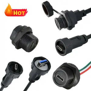 Adaptador de macho a hembra IP67 USB 3,0 2,0, Conector de cable de montaje en panel usb tipo c, resistente al agua