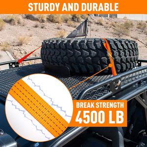 Cinghia a Y Resistente per Ruota di Scorta con 3 Cinghie a Cricchetto in Poliestere, Portata 4500 libbre - Per Portapacchi UTV e Montaggio su Pickup - Product Image 5