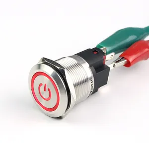 Heavy Duty Red LED Push Button Switches 22MM SPDT Latching Flat Button 6 Pin Push Button Switch for Automotive Car Boat