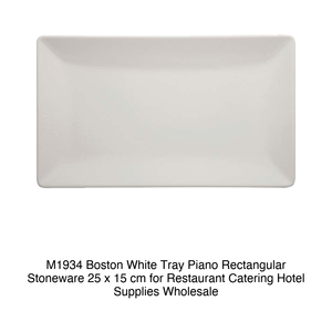 ถาดเสิร์ฟทรงแบนสีขาวบอสตัน 25 × 15 ซม. ทรงสี่เหลี่ยม ทำจากสโตนแวร์ รุ่น M1934 - Product Image 2