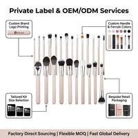 Private Label 24-teiliges Kosmetik-Pinsel-Set mit individuellem Logo-Druck, direkt vom Hersteller, Großhändler, weiche vegane synthetische Make-up-Pinsel-Set