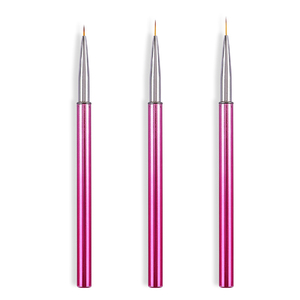 <b>Pink</b> Green Blue Metal Handle 3pcs 6mm 9mm 11mm Gel Nail Art Liner Brush Set Vegan Nylon Hair Manicure Salon Nail Art Brushes - Product Image 5
