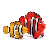 Figurine de poisson-clown en verre de Murano fait main, petite figurine d'animal marin décorative
