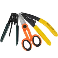 3 packs Kit d'outils pour fibre optique Ciseaux Kevlar Pince à dénuder à double trou et CFS-3 à dénuder les fibres optiques
