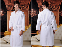 Peignoir de luxe blanc respirant et doux en coton gaufré 100 % avec logo d'hôtel 5 étoiles personnalisé en gros