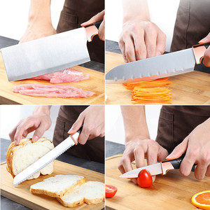 Juego de cuchillos de cocina, cuchillo de carnicero de acero inoxidable para el hogar, cuchillo para frutas, juego de regalo de cuchillos Yangjiang, mango chapado en oro, lujo ligero - Product Image 3