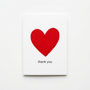 Biglietti di ringraziamento semplici bianchi con cuore rosso, design minimalista, personalizzabili con logo, per San Valentino, matrimoni, confezioni al dettaglio, OEM, ODM - Product Image 1