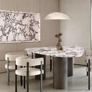 Modernas losas de piedra sinterizada de cuarzo púrpura con aspecto de mármol Calacatta, impermeables, de lujo, cortadas a medida, <span class=keywords><strong>para</strong></span> encimeras de <span class=keywords><strong>cocina</strong></span>, islas y mesas de comedor. - Product Image 1