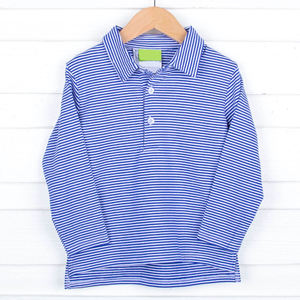 Custom Pattern Kid Pullover Light Blue Stripe Long Sleeve <strong>Polo</strong> Unisex Casual Children Clothes Baby Premium Cotton Solid Smocked - Product Image 3
