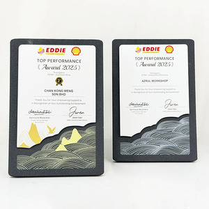 <span class=keywords><strong>Plaque</strong></span> de reconnaissance en pierre d'encre noire, motif sommet de montagne et vague marine, gravée, récompense MH-J0164 - Product Image 2