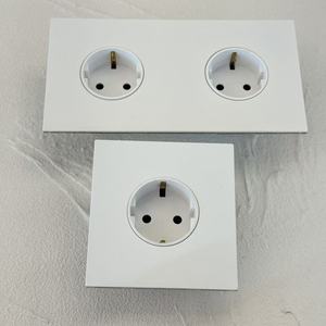 86 Vuông Tường ánh sáng chuyển đổi thiết bị chuyển mạch thép không gỉ Matte trắng Pháp euau 16A Châu Âu ổ cắm nhà biệt thự Thiết kế mỏng phổ - Product Image 3