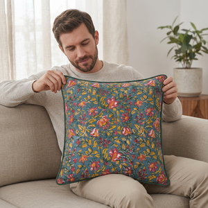 Premium Dolly Enterprises 100% Cotton Handcrafted Anti-Bacteria Washable Luxury Throw Pillow Cover Zipper Closure Customizable - Product Image 1