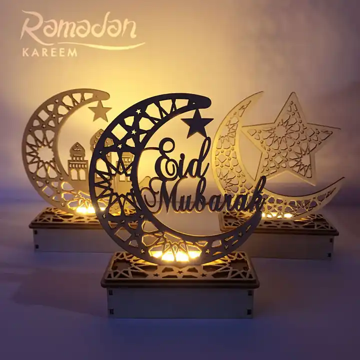 regalo musulmano eid mubarak decorazioni ramadan decorazione della tavola  artigianale in legno diy star della luna ha condotto decorazioni ramadan