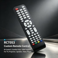 Télécommande IR multi-appareils 53 touches RCT053 pour projecteur, boutons en silicone, OEM/ODM acceptés (JCXK)