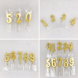 Velas de Cumpleaños con Números Dorados del 0 al 9, Velas Metálicas para Pastel, Velas de Cera de Parafina sin Humo, Decoración para Pastel, Venta al por Mayor - Product Image 4