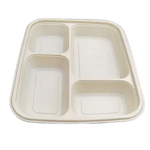 กล่องอาหารกลางวันแบบใช้แล้วทิ้งทำจากพลาสติกแป้งข้าวโพด,ที่ใส่อาหารมีช่องใส่