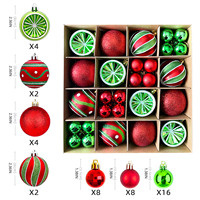 Lot de 40 Boules de Noël de 6 cm, Décorations pour Sapin, Rouge, Vert et Doré