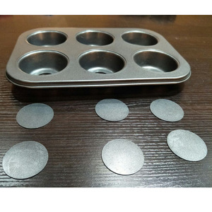 Molde para pasteles de acero al carbono antiadherente de seis cavidades, utensilios redondos para hornear, fácil de limpiar, con base extraíble, molde para muffins para hornear en casa. - Product Image 2