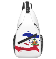 Sac bandoulière de haute qualité avec drapeau d'Haïti, personnalisable avec logo, sac de poitrine, sac à dos bandoulière, sac de voyage pour poitrine, en promotion