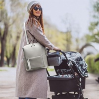 Sac à dos à langer vintage en cuir PU végétalien imperméable, sac de rangement portable pour bébé, sac de maman antivol