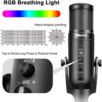 Micrófono profesional para juegos USB RGB, micrófono de transmisión de voces de Metal y plástico para Podcast Studio Gaming Mikrofo/Microfono