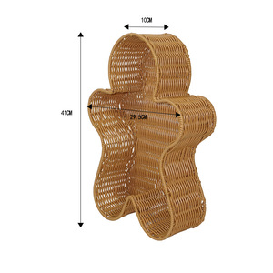Handmade <b>large</b> rattan woven desktop storage <b>basket</b>, creative gingerbread man custom plastic woven <b>basket</b>. - Product Image 2