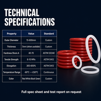 Joint torique en silicone, diamètre extérieur de 15 mm à 600 mm, épaisseur de 5 mm, joint d'étanchéité en caoutchouc rouge, taille personnalisée, directement de l'usine, marque Dongting, Chine