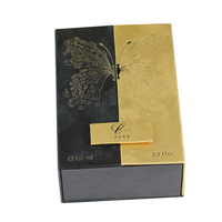 Caja de Cartón para Vino, Whisky y Vodka con Impresión de Marca en Lámina Dorada, Caja de Regalo Plegable Magnética de Doble Puerta con Laminación Mate de Lujo
