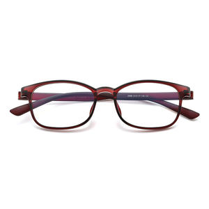 Montura de gafas para mujer Tr90, montura rectangular completa, gafas ligeras de color rojo vino para uso informal de negocios - Product Image 2
