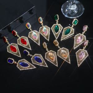 European American Trendy Women's Elegant Triangle Stud Gold Plated Glass Rhinestone <b>Drop</b> <b>Earrings</b> Main Source Temu Alloy Jewelry - Product Image 2