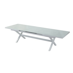 Conjunto de Muebles de Malla para Jardín <span class=keywords><strong>y</strong></span> Patio, <span class=keywords><strong>Mesa</strong></span> <span class=keywords><strong>y</strong></span> Silla Extensible de <span class=keywords><strong>Aluminio</strong></span>, Rectángulo Blanco, Tapa de <span class=keywords><strong>Cristal</strong></span>, Café, Picnic, Comedor, Jardín, <span class=keywords><strong>Exterior</strong></span> - Product Image 5